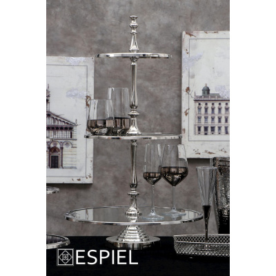 Espiel Πιατέλα τριώροφη ανοξείδωτη με γυαλί 43/30/23x71cm GET251